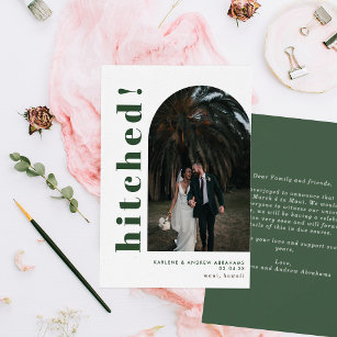 Hitched Arch Photo Typography Wedding Elopement  Announcement