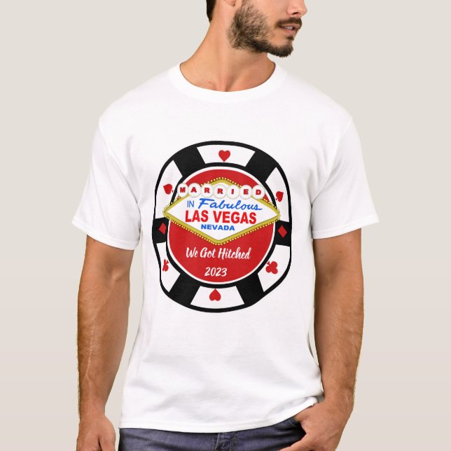 Hitched in Vegas Poker Chip T-Shirt (Front)