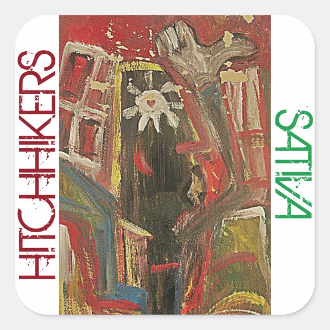 HITCHHIKERS SATIVA SQUARE STICKER (Front)