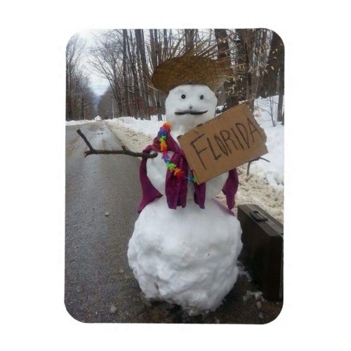 HitchHiking Snowman Magnet