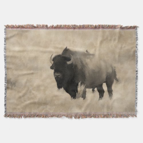 Hitching a Ride  _  Bison_lovers Design Throw Blanket