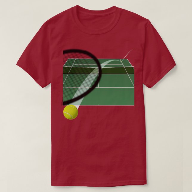 Hitting A Tennis Ball On A Tennis Court T-Shirt (Design Front)