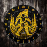 Hitting Bullseyes and Bigfoot Dreams Dart Board<br><div class="desc">1. Introducing an exquisite dart board that transcends the ordinary, this stunning piece features a captivating gold and black design that showcases the legendary Bigfoot in all his enigmatic glory. The dart board is not merely a game accessory; it is a statement piece that will elevate any man cave or...</div>