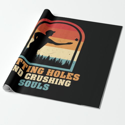 Hitting Holes and Crushing Souls Funny Cornhole Wrapping Paper