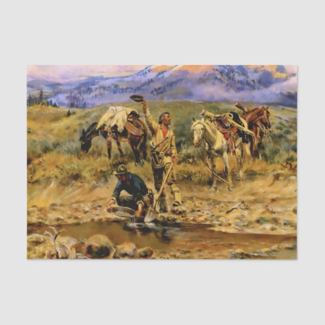 “Hitting Pay Dirt” by Charles M Russell Tissue Paper (Front)