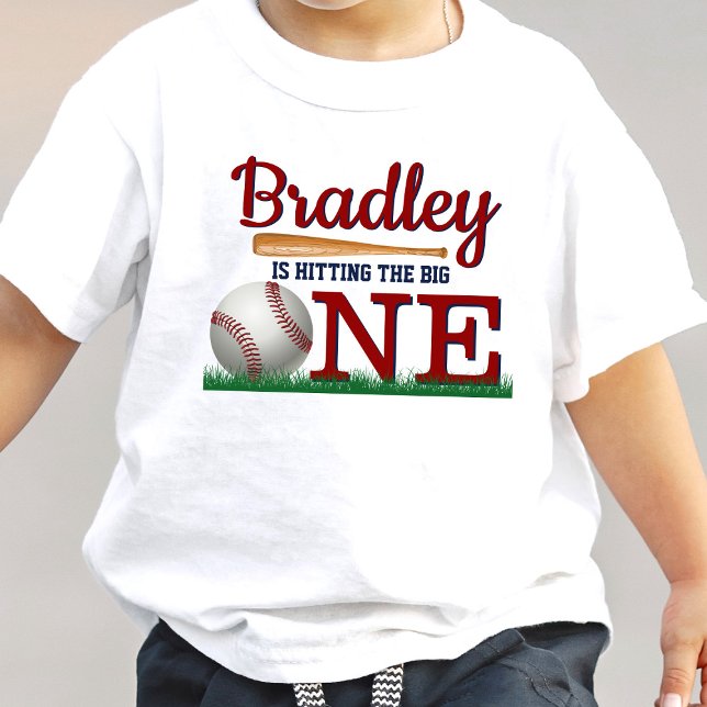 Hitting The Big One Baseball 1st Birthday Baby T-Shirt (Creator Uploaded)