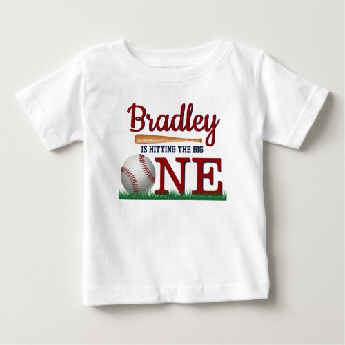 Hitting The Big One Baseball 1st Birthday Baby T_Shirt