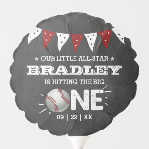 Hitting The Big One Baseball 1st Birthday Balloon