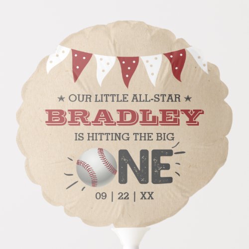 Hitting The Big One  Baseball 1st Birthday Balloon