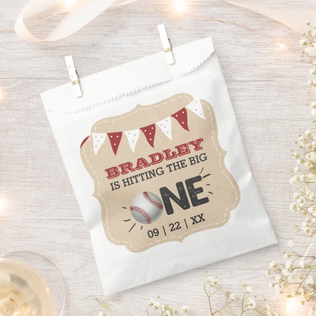 Hitting The Big One | Baseball 1st Birthday Favor Bag (Clipped)