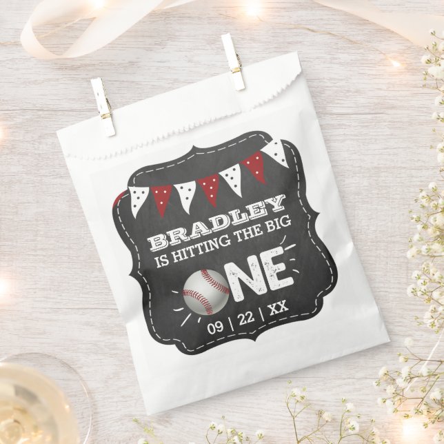 Hitting The Big One | Baseball 1st Birthday Favor Bag (Clipped)