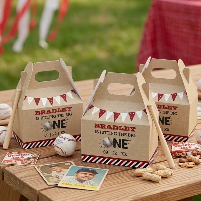 Hitting The Big One | Baseball 1st Birthday Favor Boxes (Creator Uploaded)