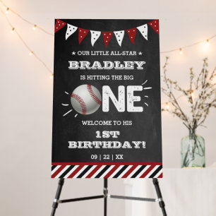 Hitting The Big One Baseball 1st Birthday Foam Board