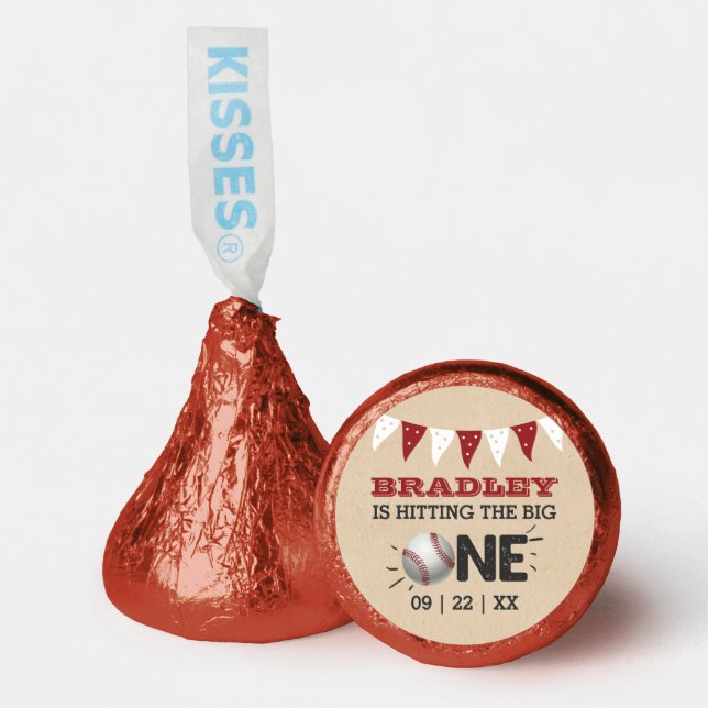 Hitting The Big One | Baseball 1st Birthday Hershey®'s Kisses® (Front)