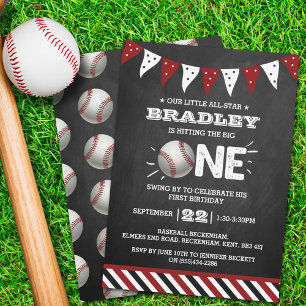 Hitting The Big One   Baseball 1st Birthday Invitation
