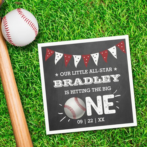 Hitting The Big One  Baseball 1st Birthday Napkins