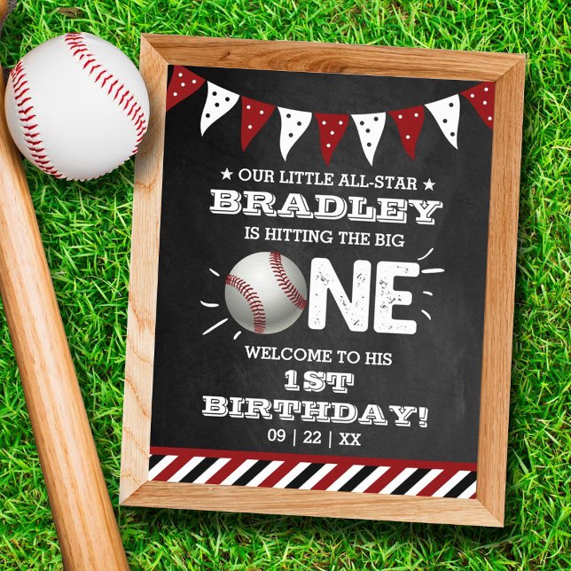 Hitting The Big One | Baseball 1st Birthday Poster (Creator Uploaded)