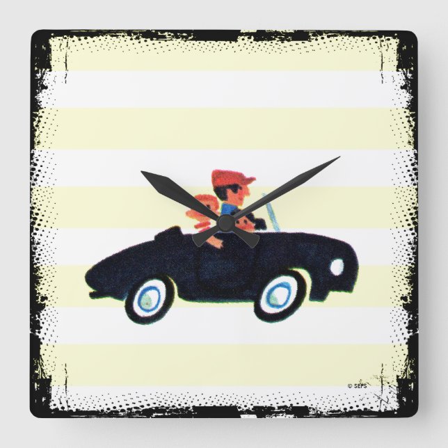 Hitting the Open Road 3 Square Wall Clock (Front)