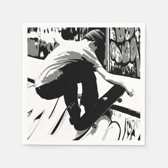 Hitting the Ramp - Skateboarder Napkins (Front)