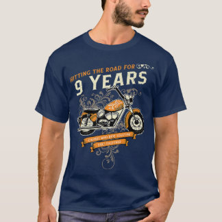 Hitting The Road for 9 Years Biker 9th Wedding Ann T-Shirt