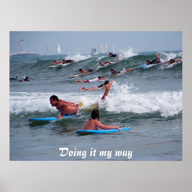 Hitting The Waves_ Poster_by Elenne Boothe Poster (Front)