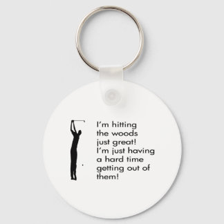 Hitting The Woods Golf Design Keychain