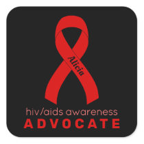 HIV/AIDS Advocate Black Square Sticker