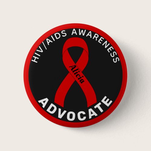 HIV/AIDS  Advocate Ribbon Black Button
