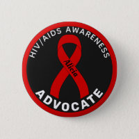 HIV/AIDS  Advocate Ribbon Black Button