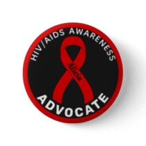 HIV/AIDS  Advocate Ribbon Black Button