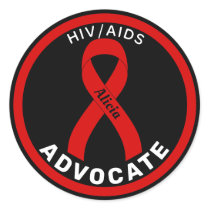 HIV/AIDS Advocate Ribbon Black Round Sticker