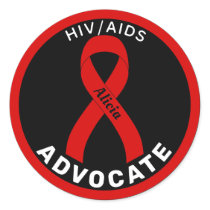 HIV/AIDS Advocate Ribbon Black Round Sticker