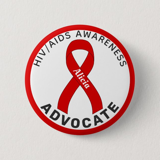 HIV/AIDS  Advocate Ribbon White Button (Front)
