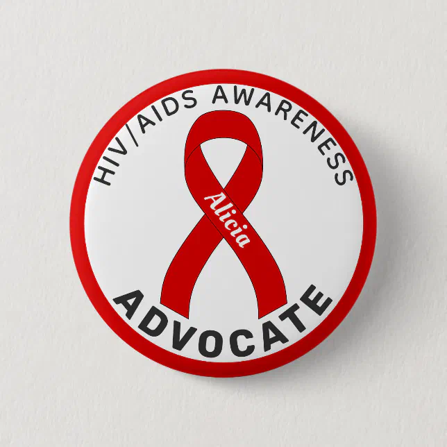 HIV/AIDS  Advocate Ribbon White Button (Front)