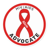 HIV/AIDS Advocate Ribbon White Round Sticker