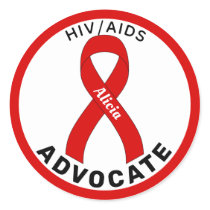 HIV/AIDS Advocate Ribbon White Round Sticker