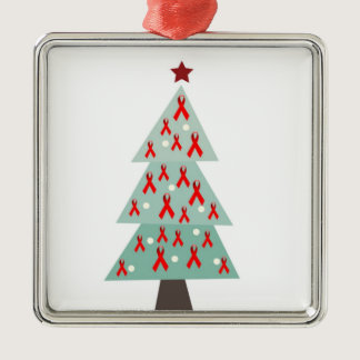 HIV Aids Awareness Christmas Tree Metal Ornament