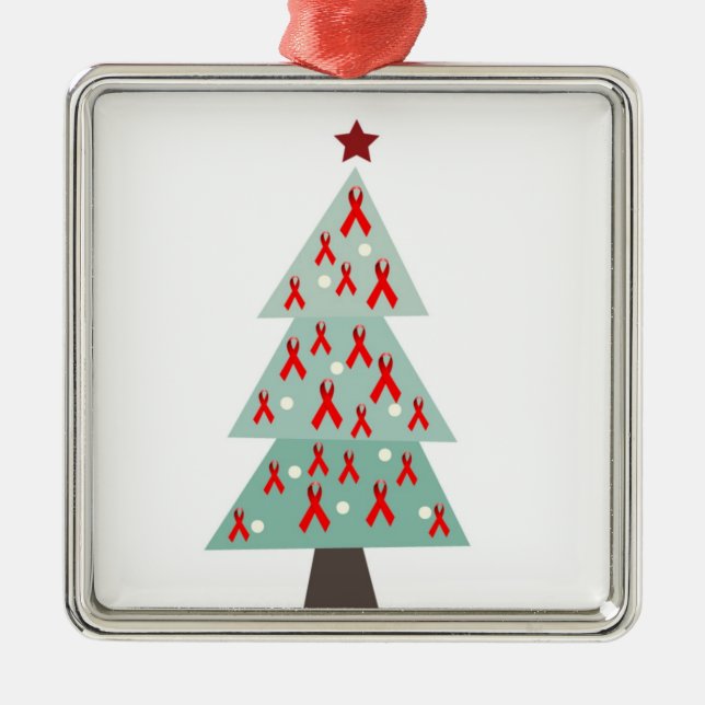 HIV Aids Awareness Christmas Tree Metal Ornament (Front)