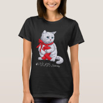 HIV AIDS Awareness Month Red Ribbon Cat T-Shirt