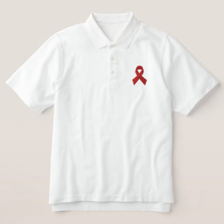 HIV AIDS Awareness - RED RIBBON EMBROIDERED Embroidered Polo Shirt