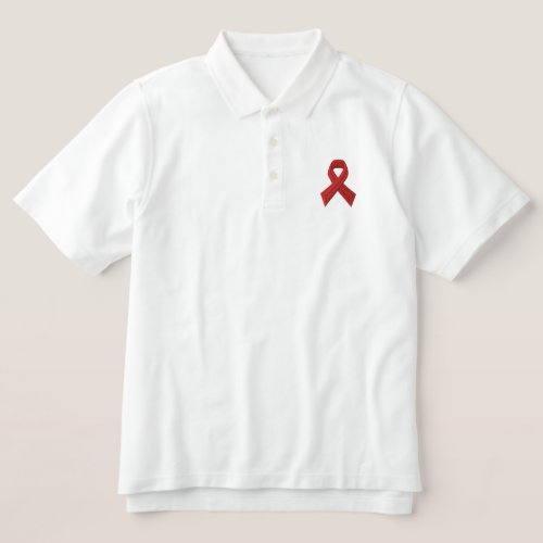 HIV AIDS Awareness _ RED RIBBON EMBROIDERED Embroidered Polo Shirt