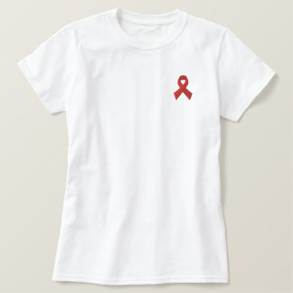 HIV AIDS Awareness - RED RIBBON EMBROIDERED Embroidered Shirt