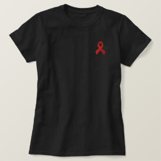 HIV AIDS Awareness - RED RIBBON EMBROIDERED Embroidered Shirt