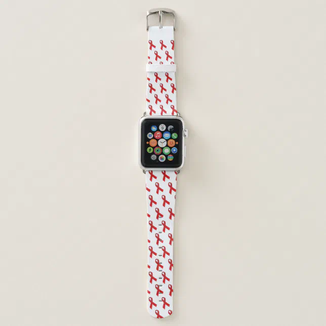 HIV AIDS awareness Ribbon RED Color Apple Watch Band (Front)