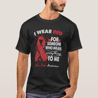 HIV/AIDS Awareness Warrior Support Survivor Red   T-Shirt