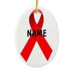 HIV AIDS Custom Christmas Ribbon Ceramic Ornament