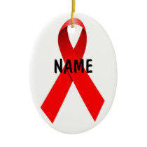 HIV AIDS Custom Christmas Ribbon Ceramic Ornament