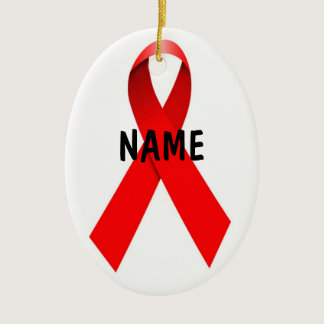 HIV AIDS Custom Christmas Ribbon Ceramic Ornament