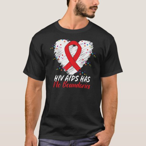 Hiv aids has no boundaries red tape support  T_Shirt