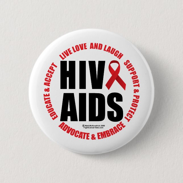HIV/AIDS Live Love Laugh Button (Front)
